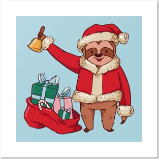 Merry Slothmas // Funny Christmas Santa Sloth Posters and Art